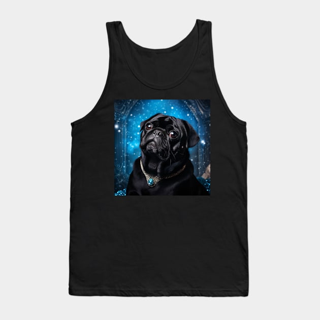 Gleaming Black Pug Tank Top by Enchanted Reverie